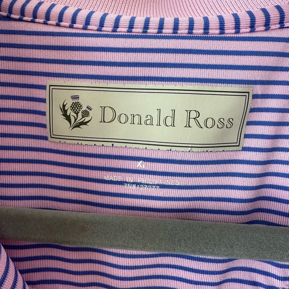 Donald Ross XL Men's Pink and Blue Striped Polo Shirt - Picture 4 of 4